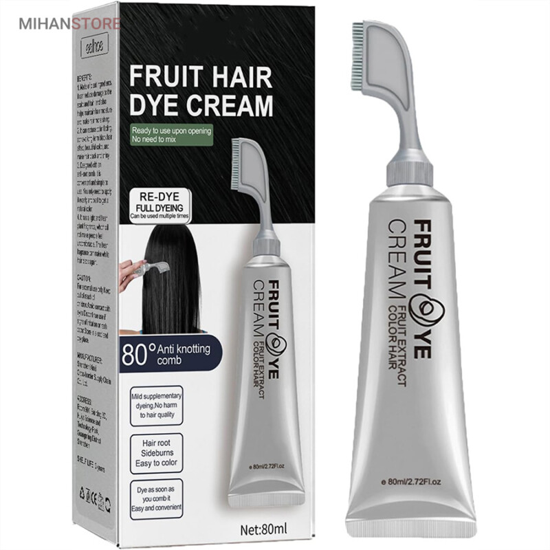 خرید رنگ مو گیاهی شانه دار Fruit Hair؛ شامپو رفع سفیدی مو فوری