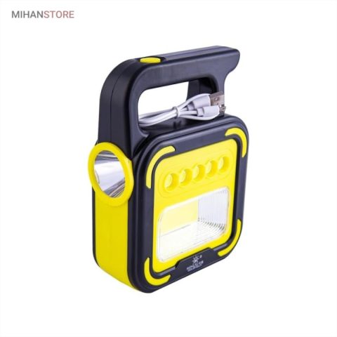 خرید چراغ اضطراری پاوربانک دار؛ پروژکتور شارژی خورشیدی با پنل COB و LED