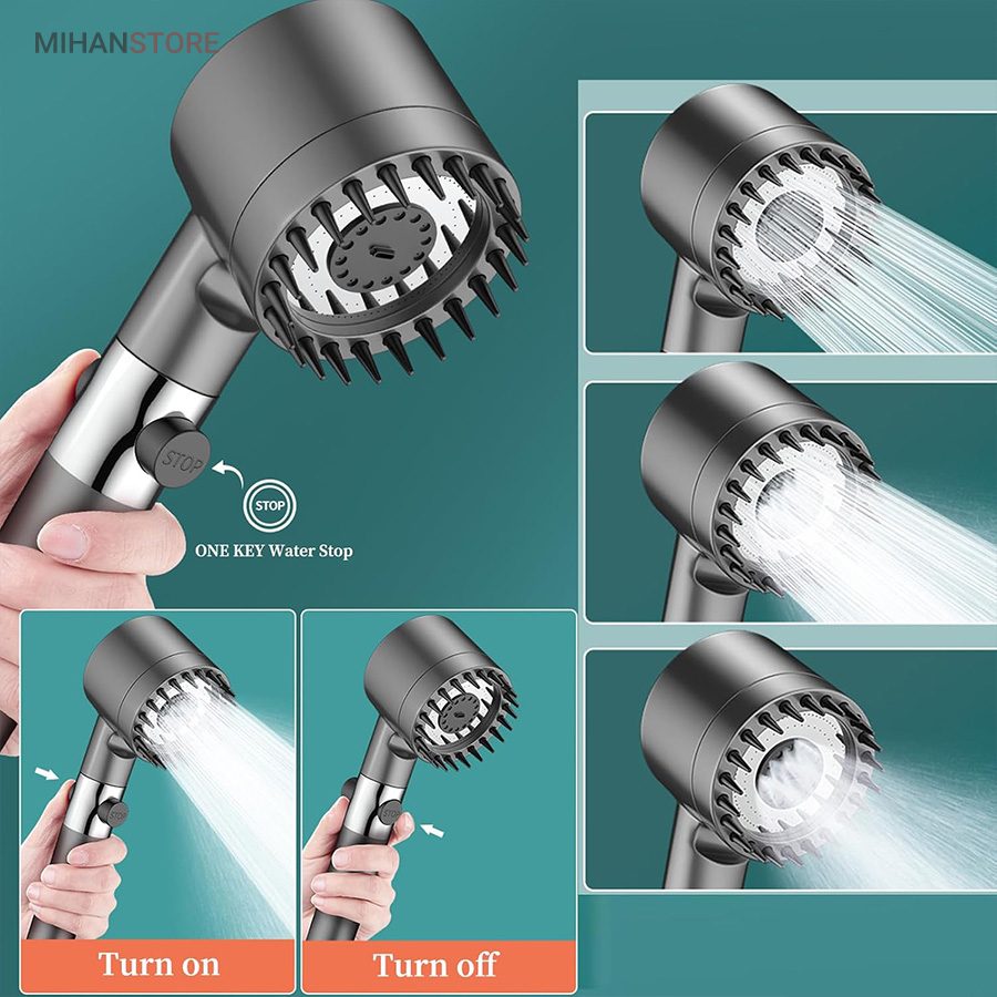 خرید سردوش ماساژور دار توربو؛ سردوش فشار قوی ۳ حالته با فیلتر تصفیه آب - تصویر 5