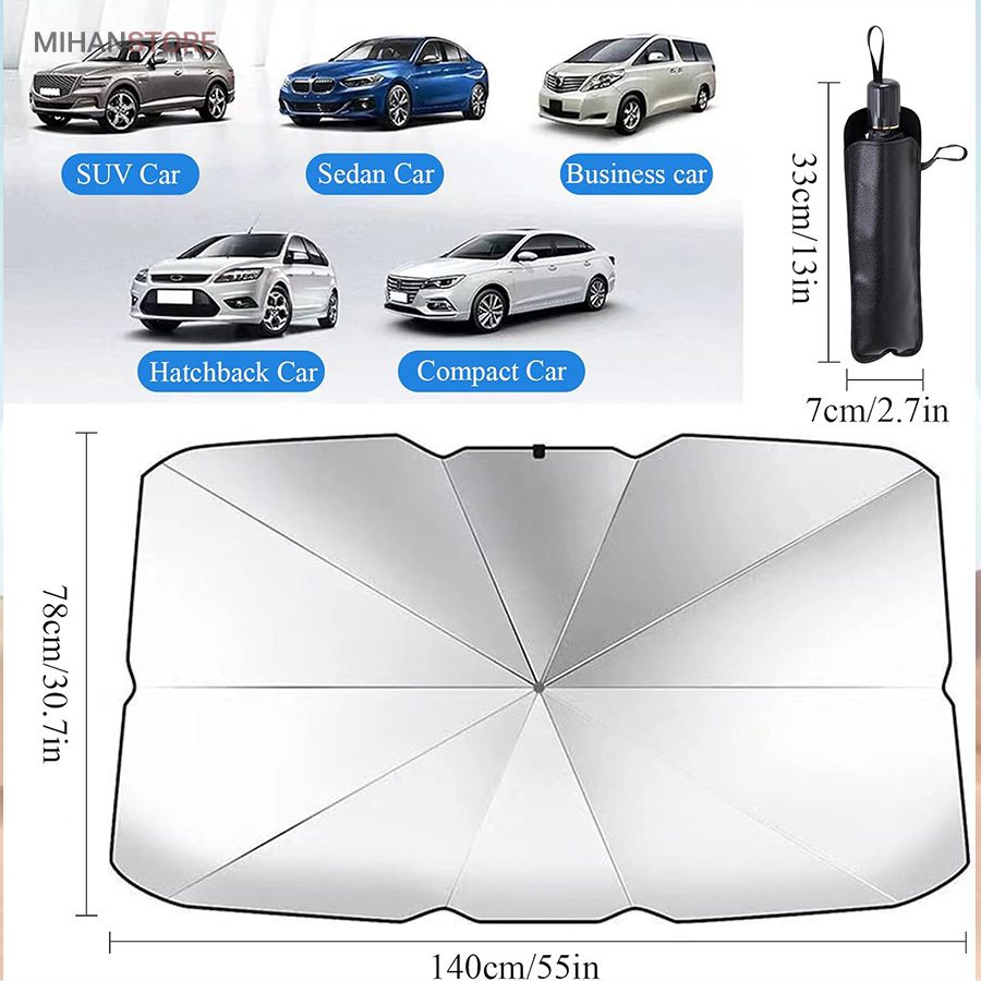 خرید چتر آفتابگیر شیشه جلو خودرو؛ آفتابگیر تلسکوپی (Brella Shield) - تصویر 7