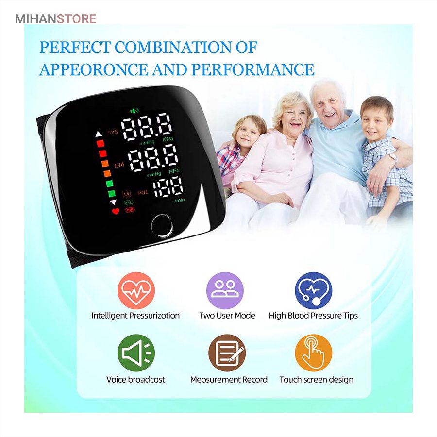 خرید فشارسنج مچی سخنگو Intelligent BP؛ دستگاه فشار خون (با هشدار رنگی) - تصویر 10