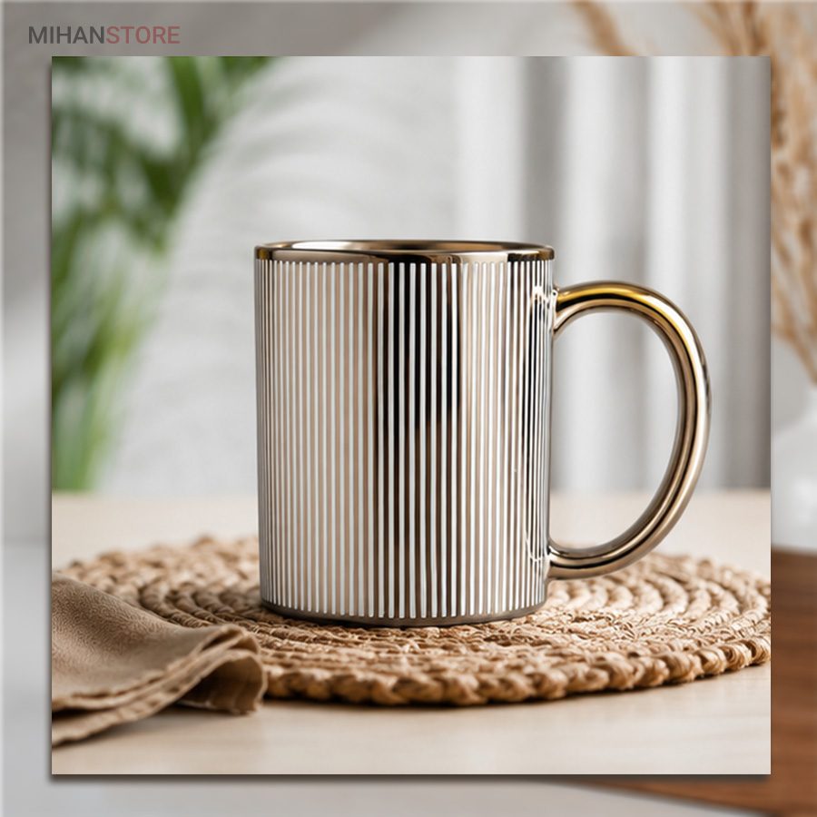 خرید ماگ لاکچری VELVET GOLD؛ ماگ سرامیکی طلایی (با طراحی براق) - تصویر 2