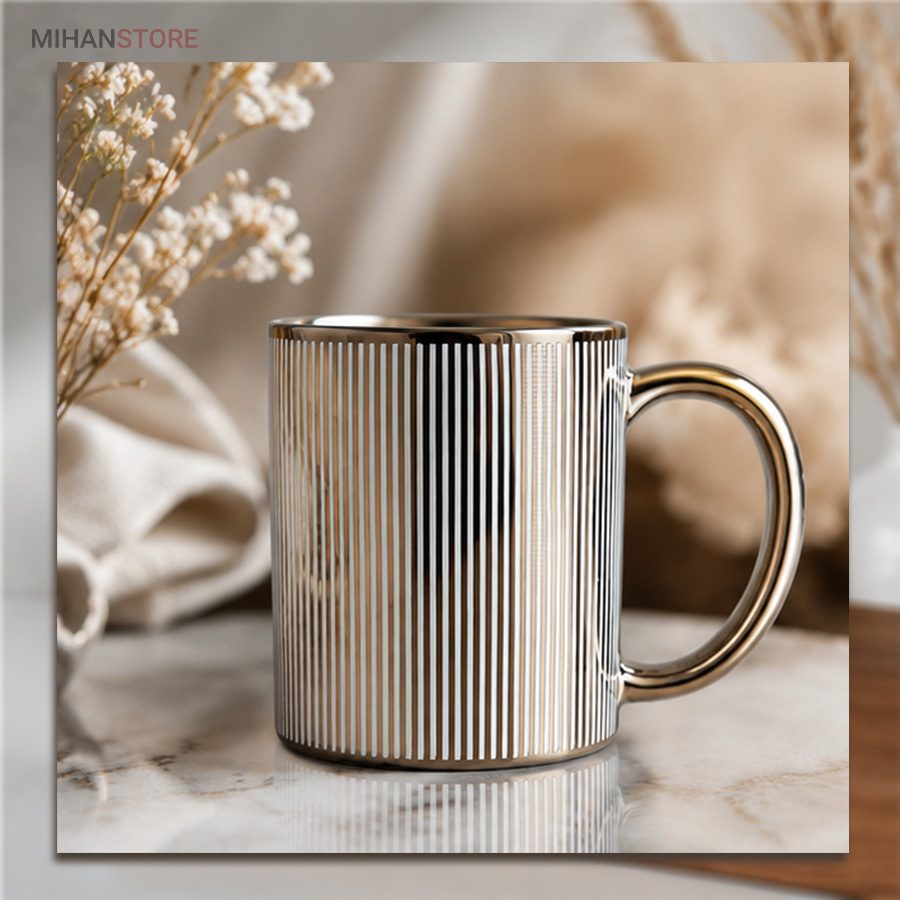 خرید ماگ لاکچری VELVET GOLD؛ ماگ سرامیکی طلایی (با طراحی براق) - تصویر 4