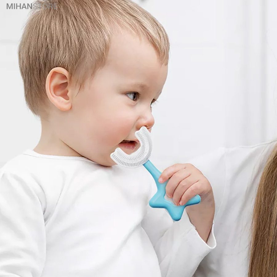 خرید مسواک سیلیکونی کودک چرخشی؛ مسواک یو شکل ۳۶۰ درجه - تصویر 4