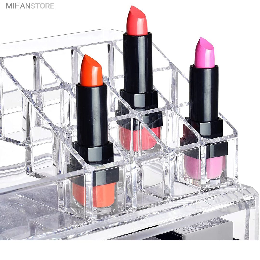 خرید استند لوازم آرایش Beauty Box؛ جا آرایشی ۱۶ محفظه با ۳ کشو - تصویر 2