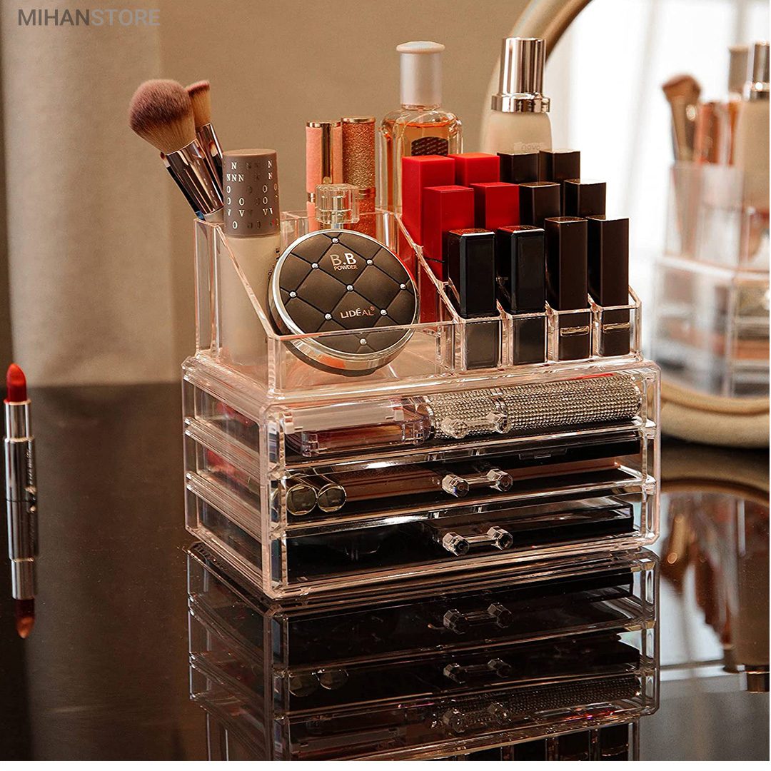 خرید استند لوازم آرایش Beauty Box؛ جا آرایشی ۱۶ محفظه با ۳ کشو - تصویر 8