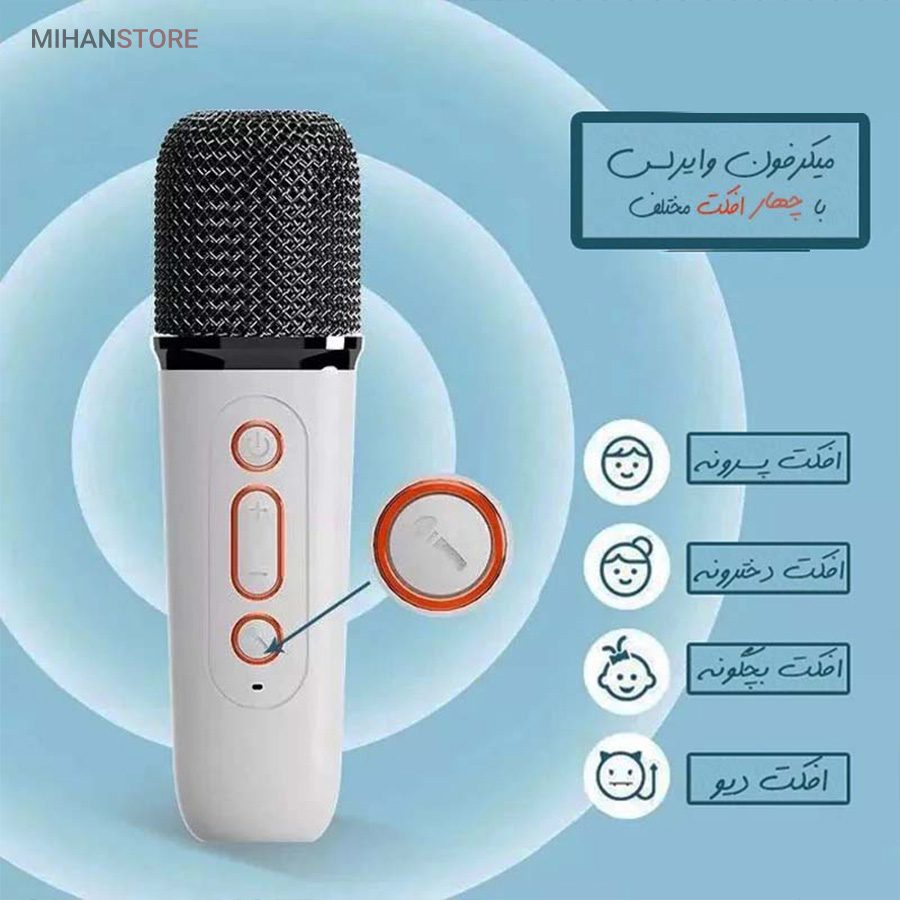 خرید اسپیکر بلوتوثی میکروفن دار قابل حمل؛ اسپیکر با میکروفون بی‌سیم - تصویر 2