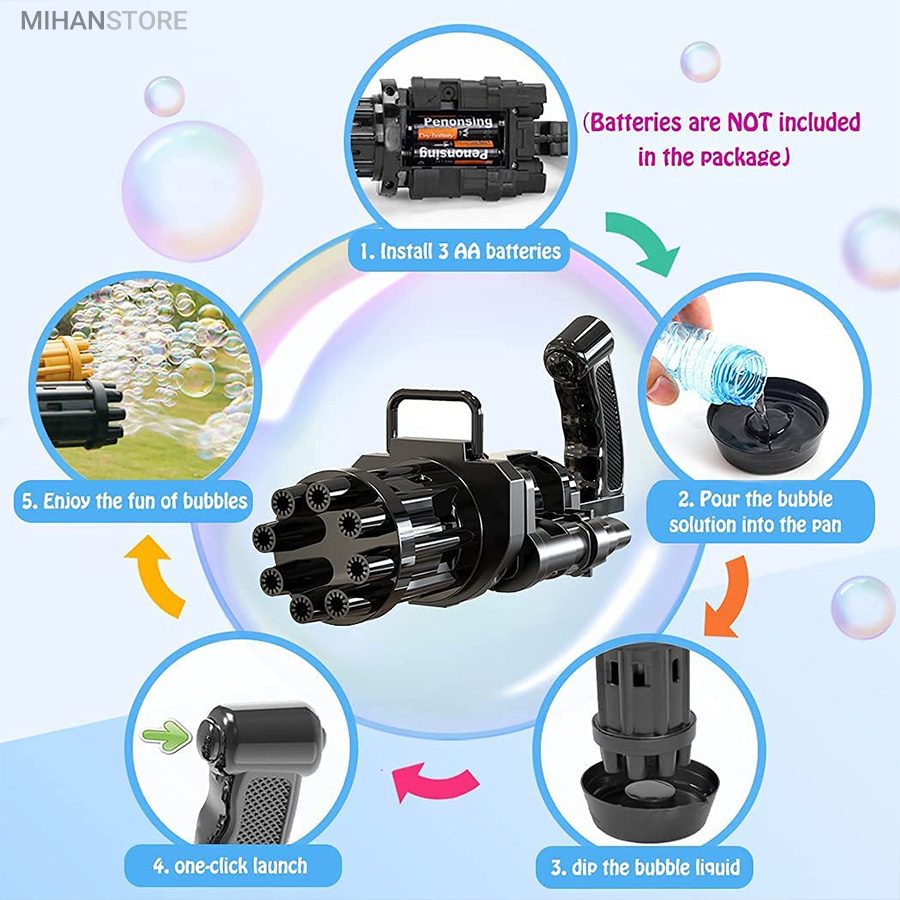 خرید تفنگ حباب ساز BUBBLE GUN؛ تفنگ حباب بازی با مایع مخصوص - تصویر 6
