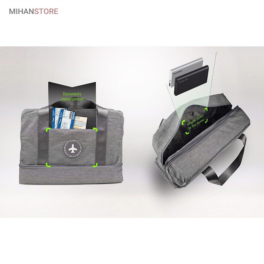 خرید ساک مسافرتی برزنتی لباس و کفش TRAVEL BAG؛ کیف سفر دو محفظه - تصویر 7