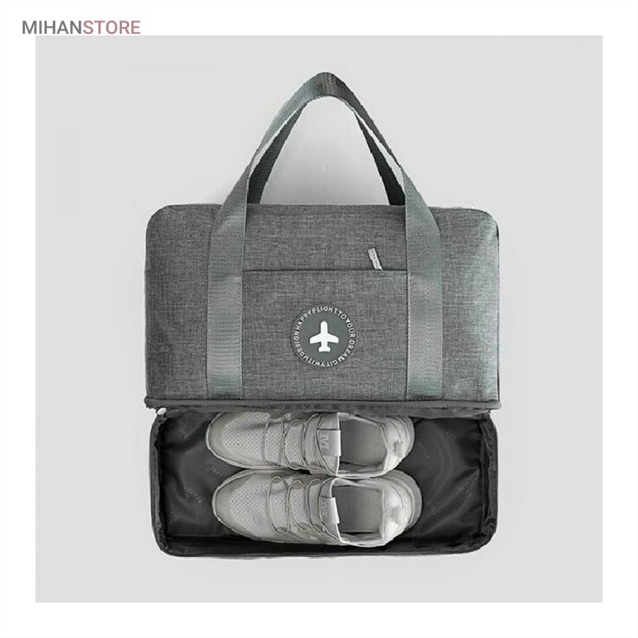 خرید ساک مسافرتی برزنتی لباس و کفش TRAVEL BAG؛ کیف سفر دو محفظه - تصویر 9