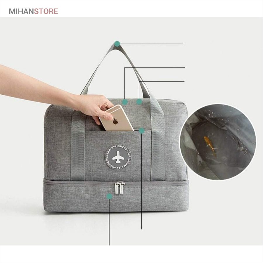 خرید ساک مسافرتی برزنتی لباس و کفش TRAVEL BAG؛ کیف سفر دو محفظه - تصویر 10