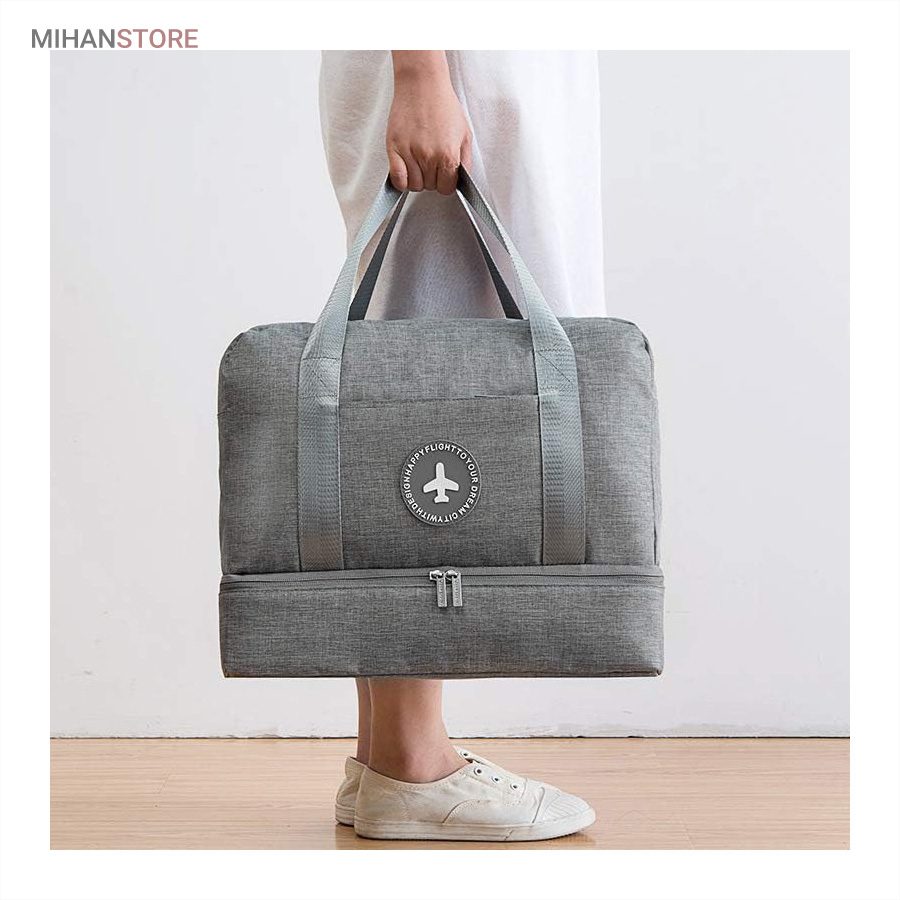خرید ساک مسافرتی برزنتی لباس و کفش TRAVEL BAG؛ کیف سفر دو محفظه - تصویر 13