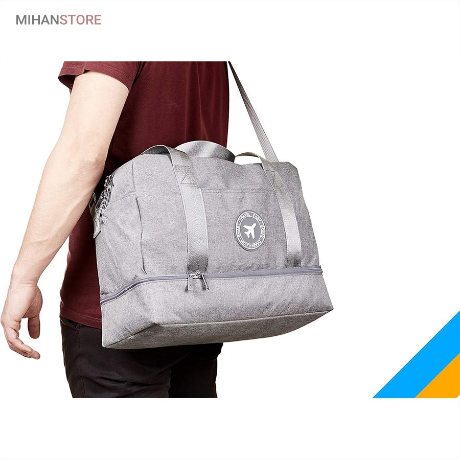 خرید ساک مسافرتی برزنتی لباس و کفش TRAVEL BAG؛ کیف سفر دو محفظه - تصویر 15