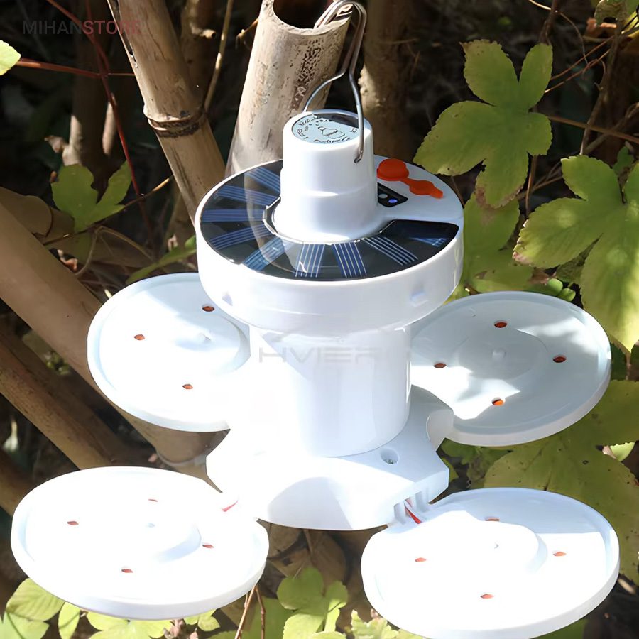 خرید چراغ خورشیدی اضطراری توپی ۵ پره؛ چراغ کمپینگ شارژی (با ۳ حالت نور) - تصویر 6