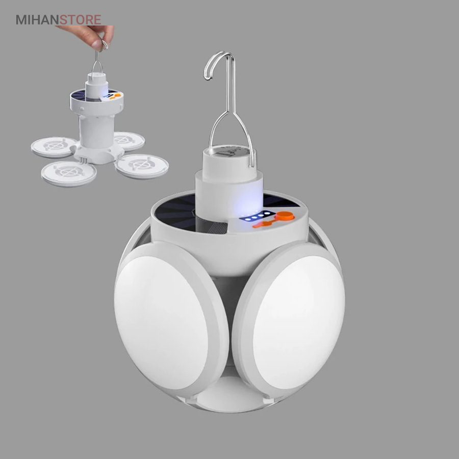 خرید چراغ خورشیدی اضطراری توپی ۵ پره؛ چراغ کمپینگ شارژی (با ۳ حالت نور) - تصویر 8