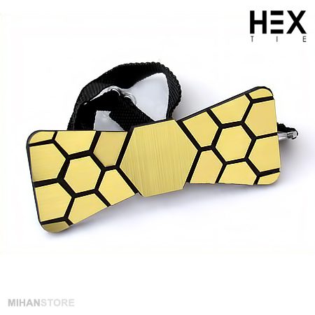 خرید پاپیون سه بعدی HEX؛ پاپیون مدرن طلایی و نقره ای - تصویر 4