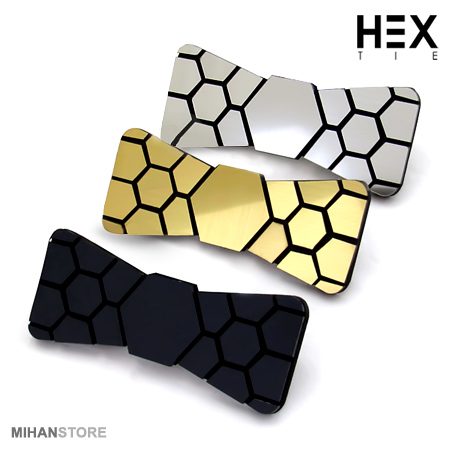 خرید پاپیون سه بعدی HEX؛ پاپیون مدرن طلایی و نقره ای - تصویر 7