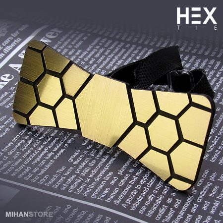 خرید پاپیون سه بعدی HEX؛ پاپیون مدرن طلایی و نقره ای - تصویر 9
