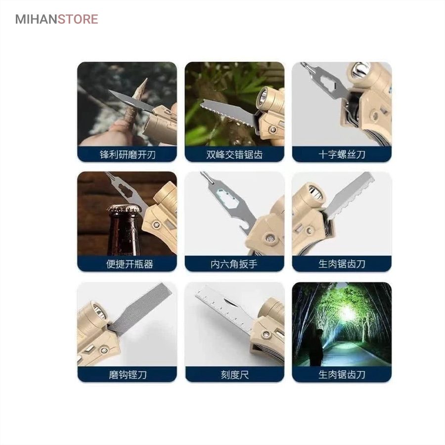 خرید ابزار نجات چند کاره حرفه ای دارای پاوربانک؛ ابزار کمپینگ و اضطراری - تصویر 10
