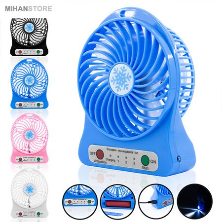 خرید پنکه شارژی رومیزی Angel؛ پنکه USB سه سرعت با باتری - تصویر 3