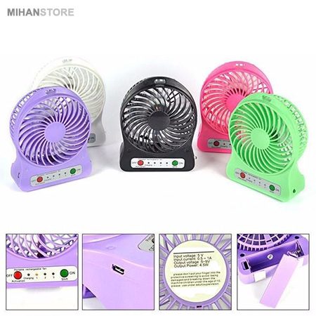 خرید پنکه شارژی رومیزی Angel؛ پنکه USB سه سرعت با باتری - تصویر 4
