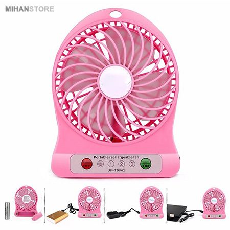 خرید پنکه شارژی رومیزی Angel؛ پنکه USB سه سرعت با باتری - تصویر 6