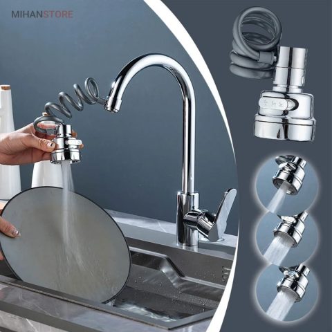 خرید سرشیر ظرفشویی فنری Spring؛ سرشیر سه حالته (با شلنگ فنری ۴۰ سانتی)