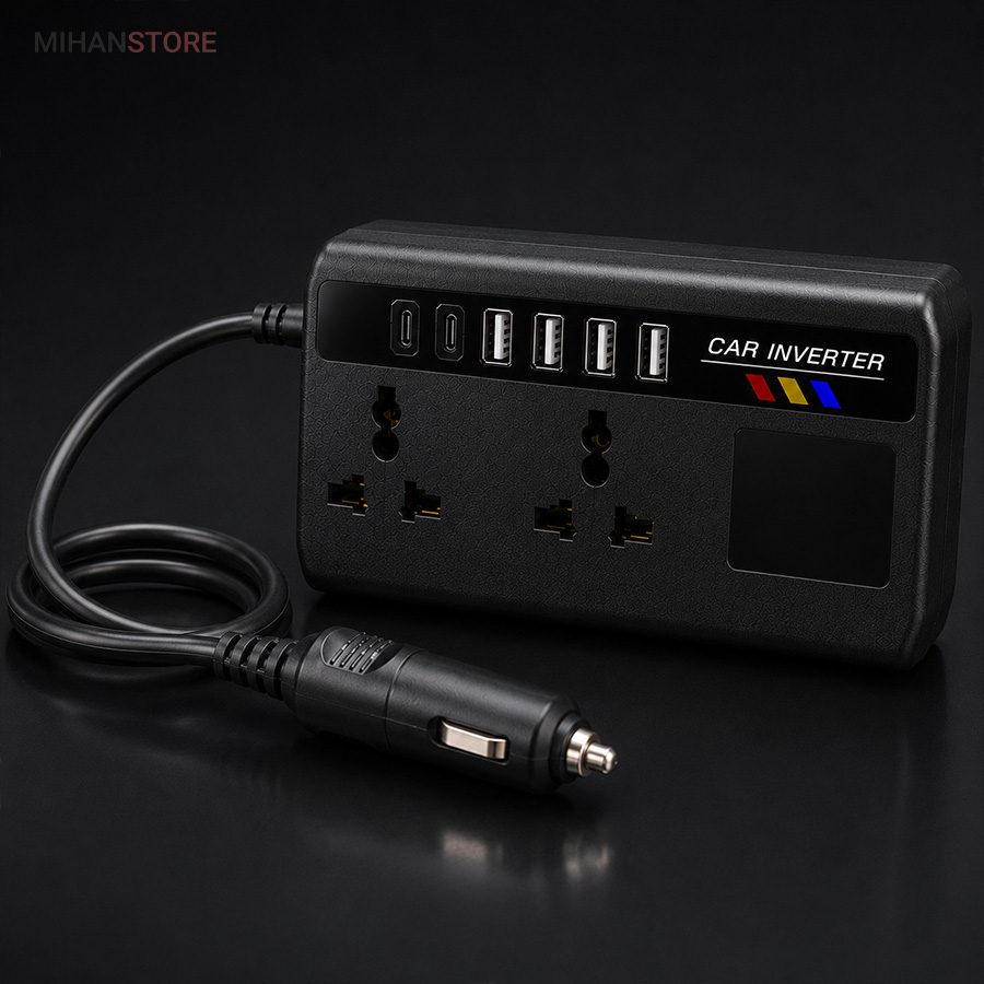 خرید مبدل برق خودرو فندکی؛ اینورتر ۲۰۰ وات با ۴ پورت USB و Type-C - تصویر 7