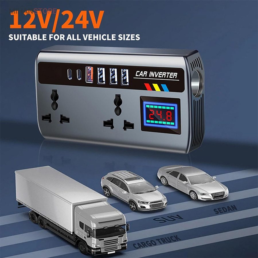 خرید مبدل برق خودرو فندکی؛ اینورتر ۲۰۰ وات با ۴ پورت USB و Type-C - تصویر 14