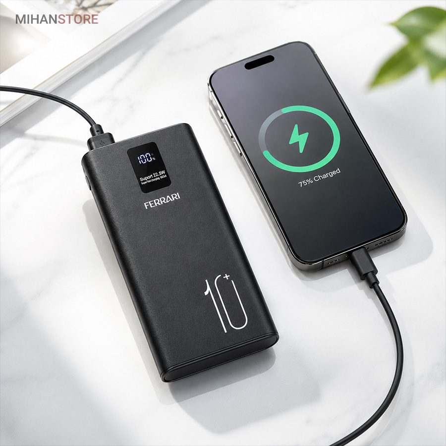 خرید پاوربانک فراری ۱۰۰۰۰ میلی آمپر؛ شارژر همراه با شارژ سریع - تصویر 3