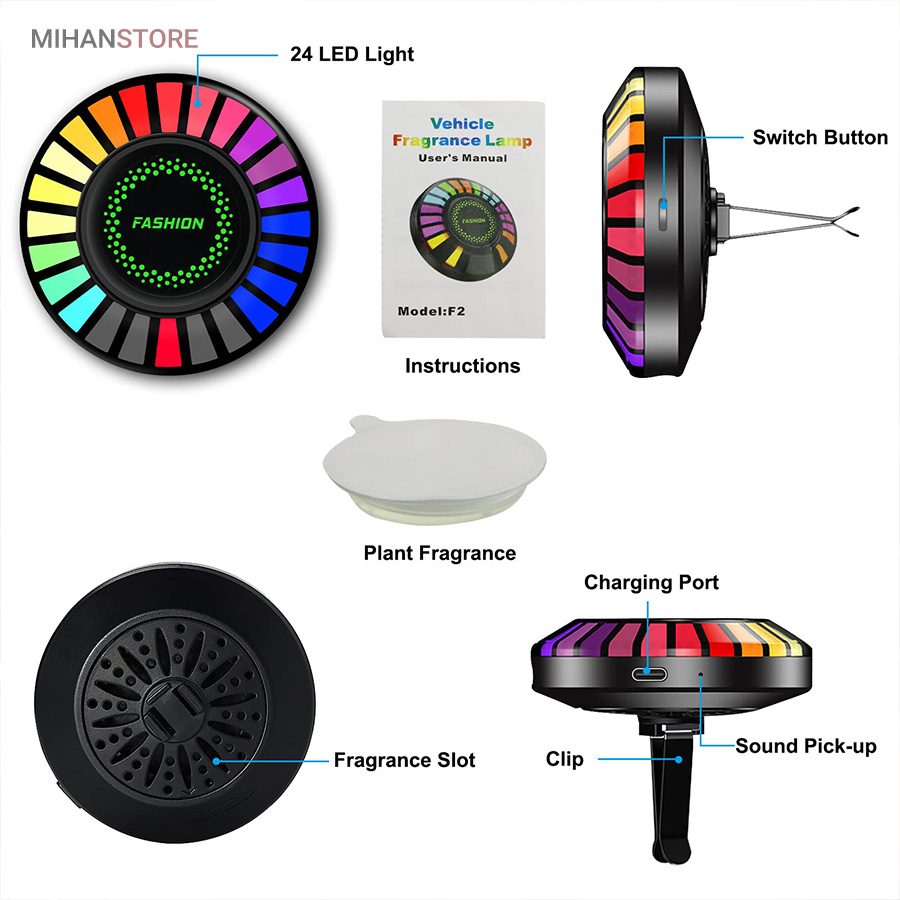 خرید چراغ اکولایزر خودرو و خوشبو کننده ماشین؛ گجت نورپردازی RGB - تصویر 7