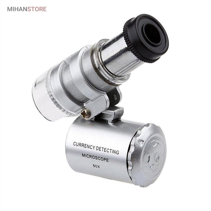 خرید مینی میکروسکوپ جیبی ۶۰X؛ ذره بین قابل حمل با نور UV - تصویر 2