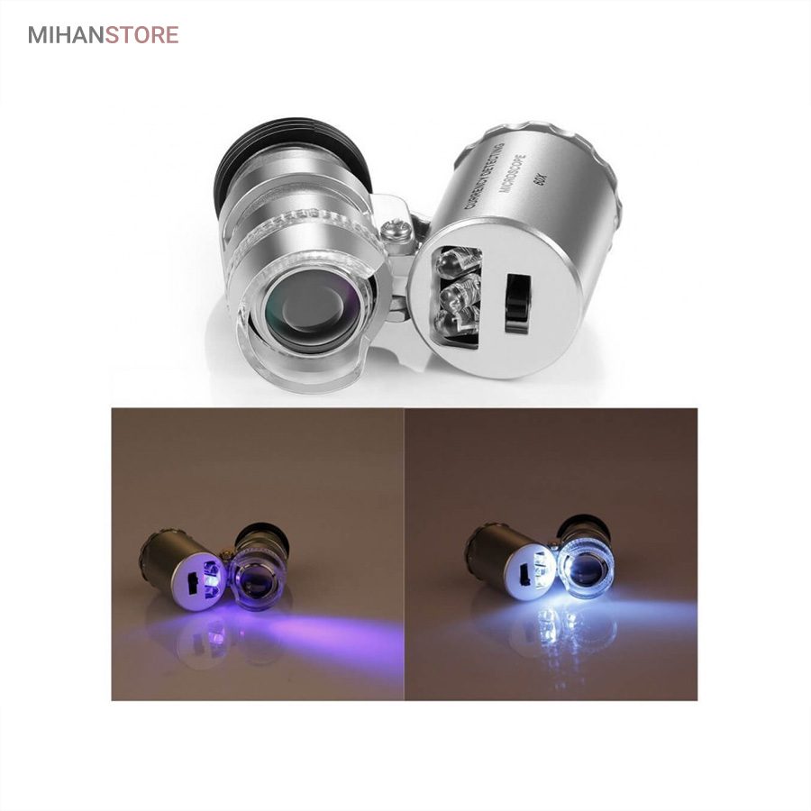خرید مینی میکروسکوپ جیبی ۶۰X؛ ذره بین قابل حمل با نور UV - تصویر 9